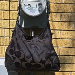 Coach black cloth hobo bag